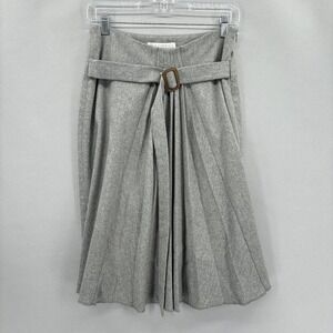 Chaiken Skirt Womens 4 Gray Wool Blend Belted Pleated Lined Made USA Career Work